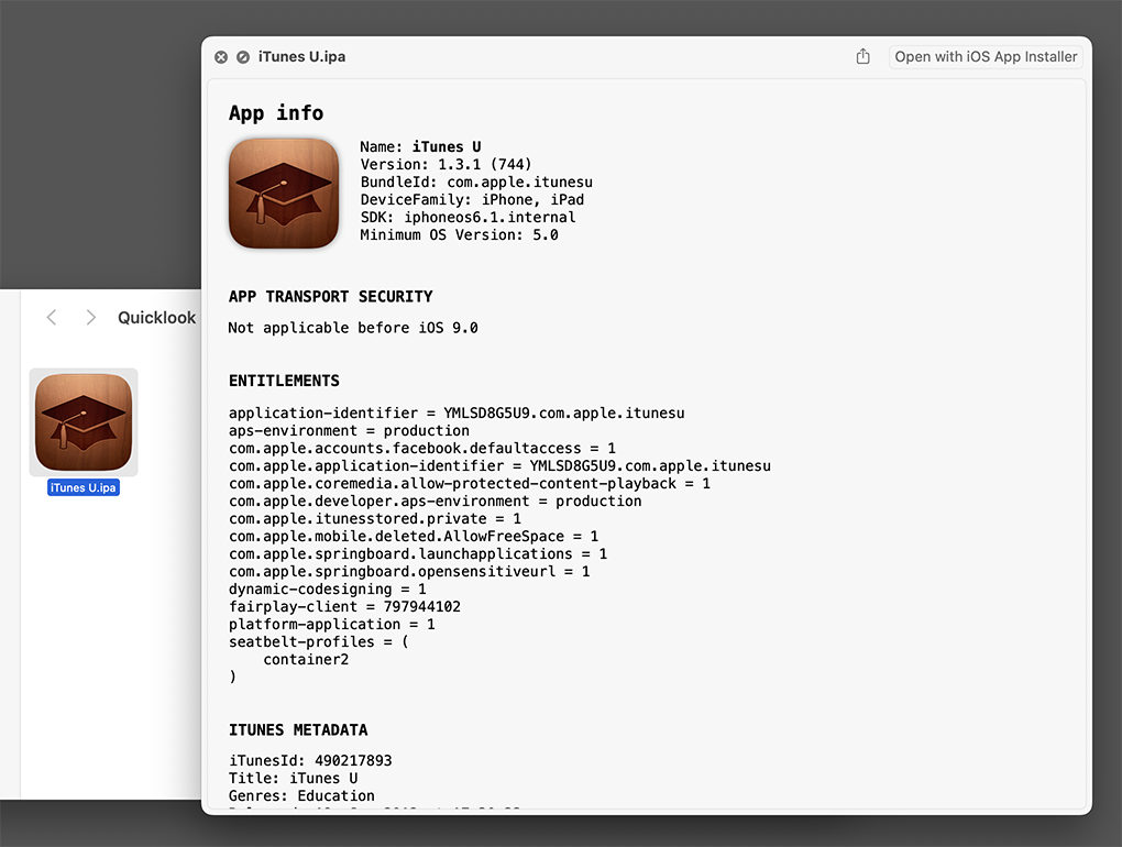 QuickLook for IPA file